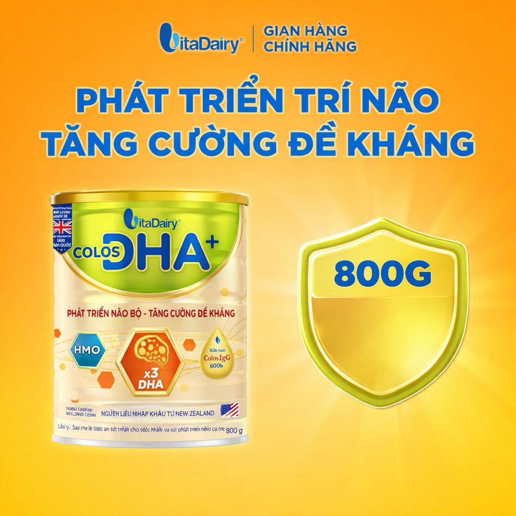 [NHIỀU GIAI ĐOẠN] Sữa bột Colos DHA+ cho trẻ – Bổ sung dinh dưỡng, hỗ trợ phát triển trí não – Lon 800g