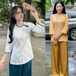 5Nút Sò Gấm 2Da Cao Cấp Nữ# Đồ Lam Đi Chùa