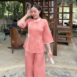Trụ Phối An Nơ Vải Lụa Hàn Cao Cấp Nữ # Đồ Lam Đi Chùa