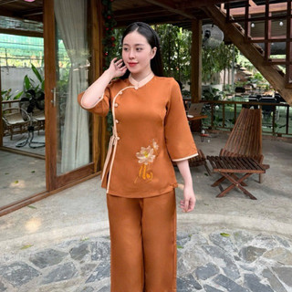 Trụ Phối An Nơ Vải Lụa Hàn Cao Cấp Nữ # Đồ Lam Đi Chùa