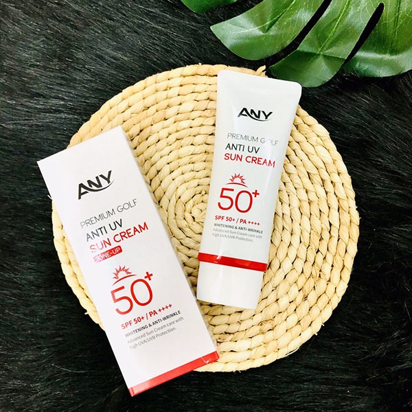 ( 2 tuýp Tặng 2 nạ) Kem Chống Nắng Any Hàn Quốc 60ml Premium Golf Anti UV SPF 50+  Nâng tông, trắng da, không bết