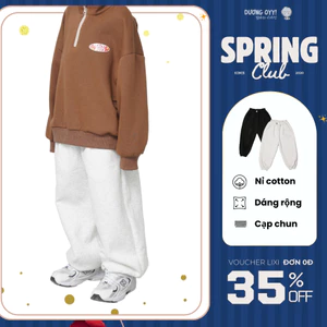 Quần jogger nỉ bé trai bé gái size 12-35KG style Hàn Quốc ống thụng | Dương Oyy 011224199