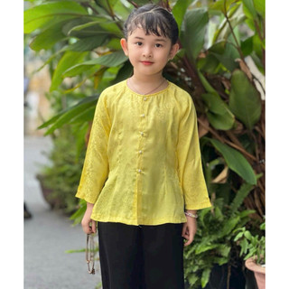 Bà Ba Bé Gái Iu Vải Gấm Mát # Quần Đen # Đồ Bộ Bé Đi Chùa