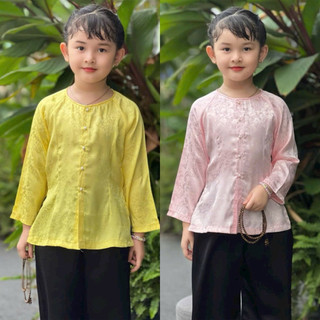 Bà Ba Bé Gái Iu Vải Gấm Mát # Quần Đen # Đồ Bộ Bé Đi Chùa