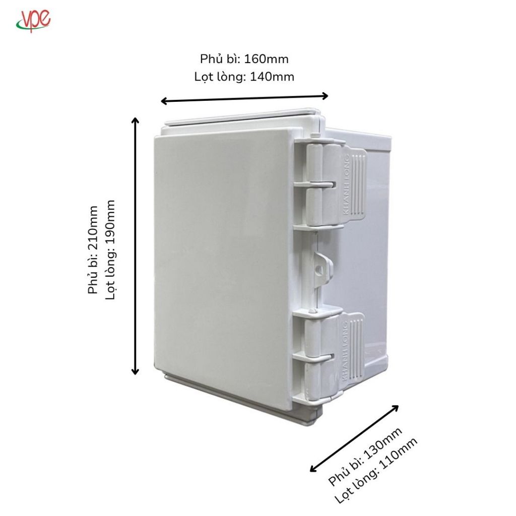 Vỏ tủ điện tủ nhựa KYE 160x210x130 bền bỉ sử dụng ngoài trời trong nhà