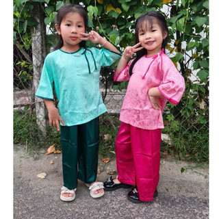 Tròn Cổ Nơ Gấm Cho Bé Gái# Đồ Bộ Đi Chùa