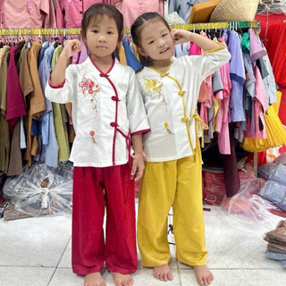 LụaĐào Mẹvà Bé Gái # Đồ Lam Đi Chùa