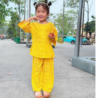 10Nút Gấm 2Da Cùng Màu Mát Cho Bé Gái