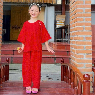 10Nút Gấm 2Da Cùng Màu Mát Cho Bé Gái