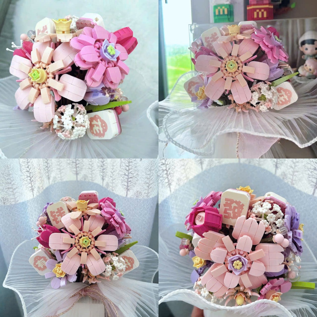 Set Bó Hoa Mô Hình Lắp Ráp Tự Làm, Bó Hoa Đồ Chơi trang trí, quà tặng