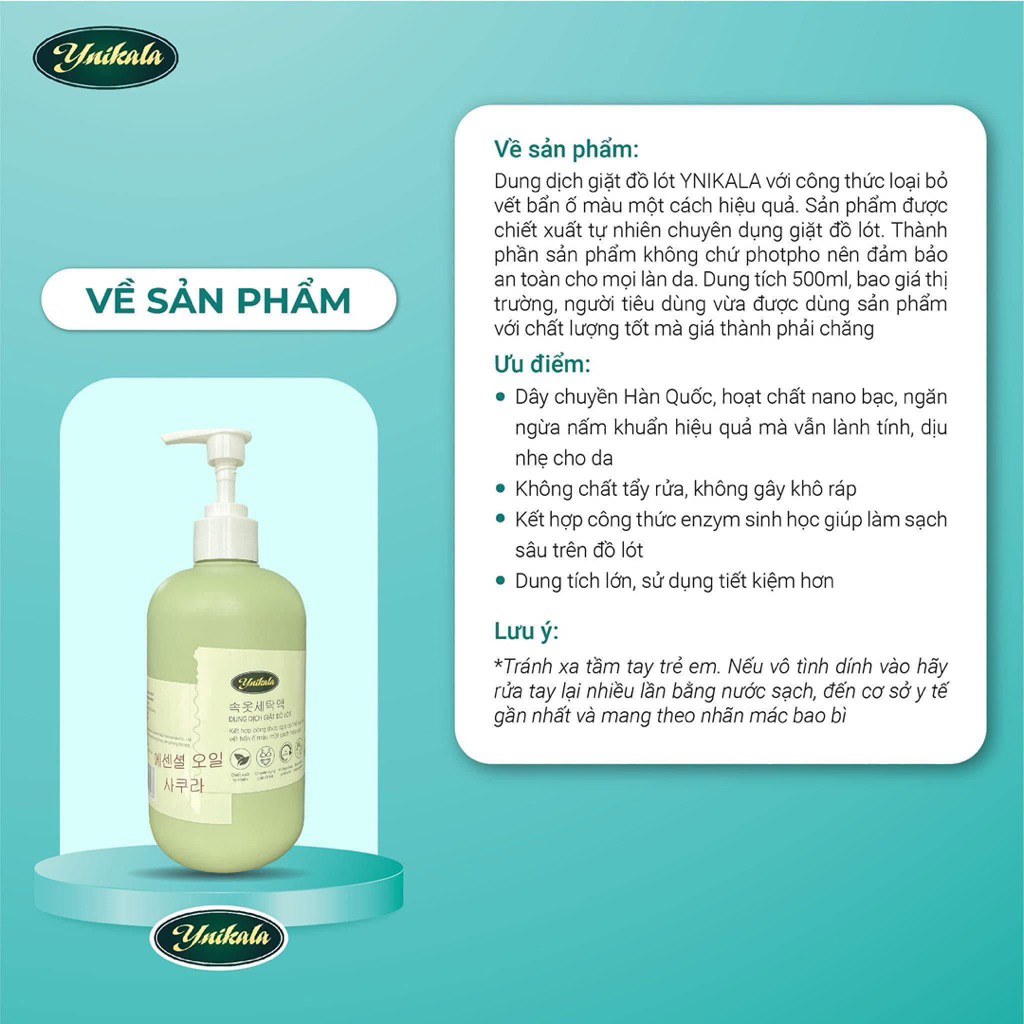 Nước Giặt Đồ Lót Ynikala 500ml