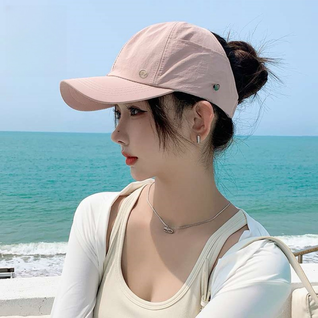 Mũ thể thao hở chóp nam nữ, vải nỉ thoáng mát, logo KT hợp kim, chống nắng chống tia UV UPF50+