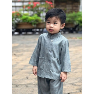 Ltụ Bé Trai Vải ẤnĐộ Cao Cấp # Nút Nhựa #Đồ Bộ Đi Chùa Bé
