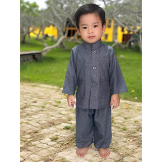 Ltụ Bé Trai Vải ẤnĐộ Cao Cấp # Nút Nhựa #Đồ Bộ Đi Chùa Bé