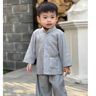 Ltụ Bé Trai Vải ẤnĐộ Cao Cấp # Nút Nhựa #Đồ Bộ Đi Chùa Bé