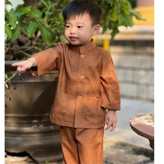 Ltụ Bé Trai Vải ẤnĐộ Cao Cấp # Nút Nhựa #Đồ Bộ Đi Chùa Bé