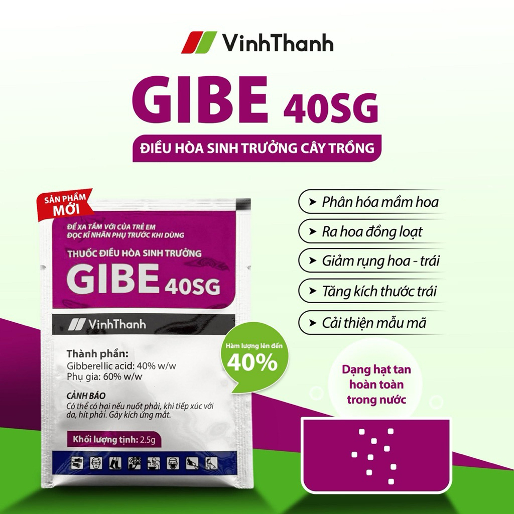 GIBE 40SG - Ga3 Vĩnh Thạnh 40% gói 2,5gram pha 200 lít nước | Shopee ...