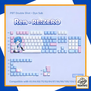[ Xuyên Led ] Ren Keycap - Re:Zero - PBT Double Shot + DyeSub - Cherry Profile - Keycaps Xuyên Led