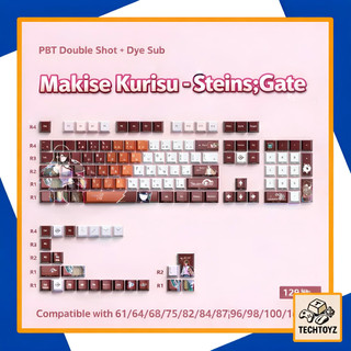 [ Xuyên Led ] Kurisu Makise Stein;Gate Keycap - PBT Double Shot + DyeSub - Cherry Profile - Keycaps Xuyên Led