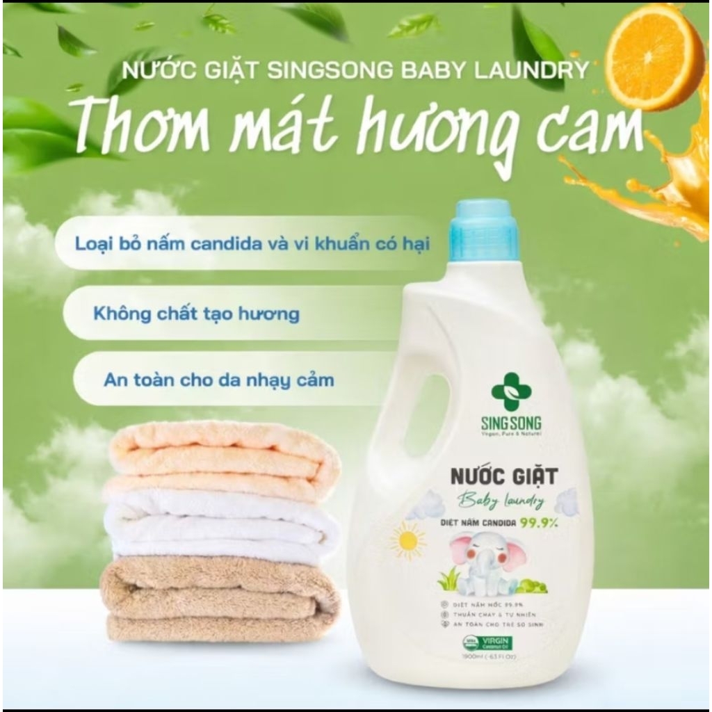 Nước giặt Singsong - 100% tự nhiên cho da nhạy cảm, dị ứng, viêm da