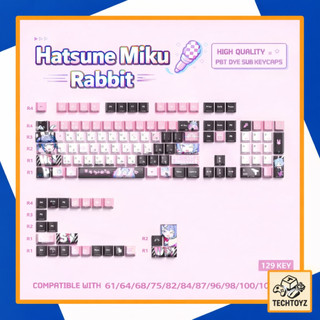 [ Xuyên Led ] Hatsune Miku Rabbit Keycap - PBT Double Shot + DyeSub - Cherry Profile - Keycaps Xuyên Led