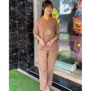 1Nút Hoa Thêu Nữ # Đồ Lam Đi Chùa