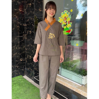 1Nút Hoa Thêu Nữ # Đồ Lam Đi Chùa