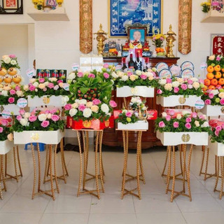 Bộ kệ gấp gọn mặt tròn 7 cái để tráp lễ, mâm quả cưới hỏi