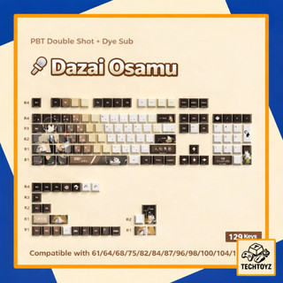[ Xuyên Led ] Dazai Osamu Keycap - PBT Double Shot + DyeSub - Cherry Profile - Keycaps Xuyên Led