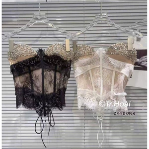 Áo cúp ngực ren corset đính đá