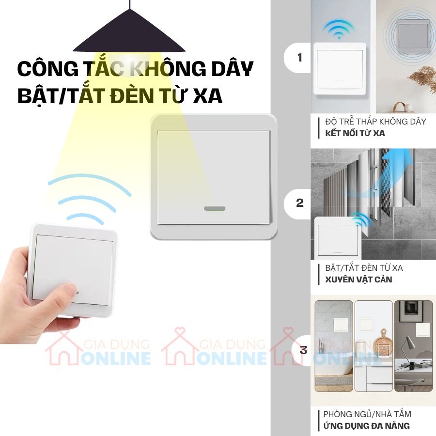 Bộ công tắc thông minh bật tắt đèn 220V từ xa không dây