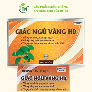(Cam) Viên uống GIẤC NGỦ VÀNG HD CAM hỗ trợ giấc ngủ, tăng tuần hoàn máu não - Hộp 30V
