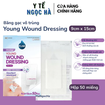 [50 miếng-9x15cm] Băng gạc vô trùng Young Wound Dressing 9cm x 15cm, băng có gạc vô trùng