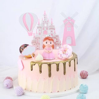 [RẺ VÔ ĐỊCH] -5 Set cắm giấy lâu đài và cối xay gió - Trang trí bánh sinh nhật bánh kem (ảnh thật ở cuối)
