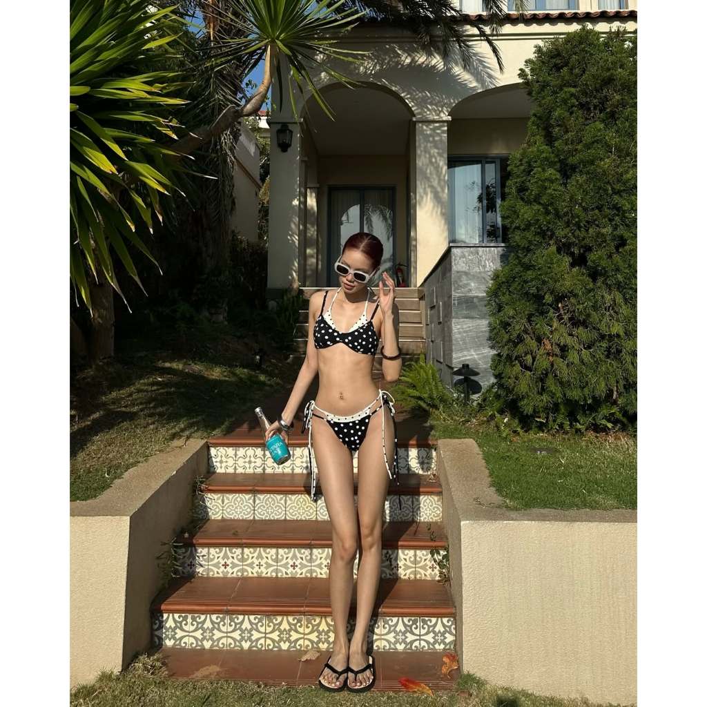 [SẴN - HỎA TỐC HN] 2Soonsumff Bộ bikini 3 mảnh họa tiết chấm bi buộc dây sexy, bộ đồ bơi cao cấp gợi cảm đi biển cho nữ