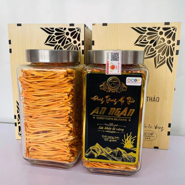 Nấm đông trùng hạ thảo sấy khô thăng hoa An Ngân (50g) hộp gỗ cao cấp . Đông trùng hạ thảo ngâm rượu, mật ong, pha trà