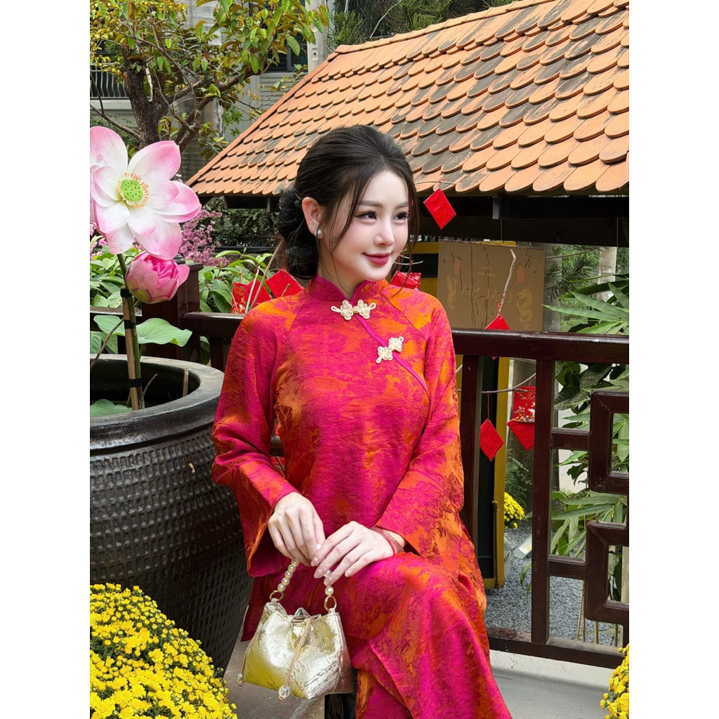 Pháp Phục Đi Chùa Thuỷ An, Vải Tằm Tencel Cổ Tàu Phối Chéo Khuy Ngọc Trai
