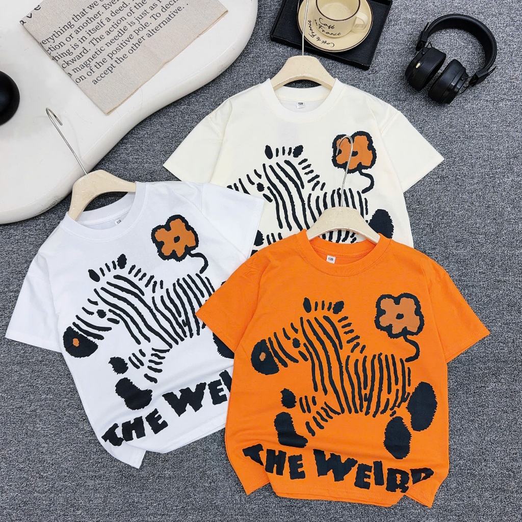 Áo cộc tay CAO CẤP chất cotton co giãn 4 chiều mềm đẹp in chữ WEIRD cho bé trai, bé gái từ 17-60kg