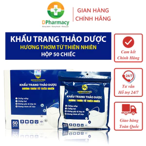 Khẩu Trang Thảo Dược Mạnh Khuyên, Hương Thơm Dịu Nhẹ, Chống Nắng, Chống Bụi, Không Dị Ứng, Hộp 50c