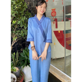 3Nút Nữ LụaPháp Cao Cấp # Jacket, Dress #Đồ Lam Đi Chùa