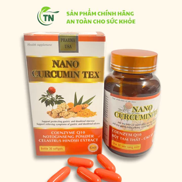 Viên Uống Nano Curcumin Tex Tam Thất Xạ Đen hỗ trợ Giảm Viêm Loét Dạ Dày, Tá Tràng - Hộp 30 Viên