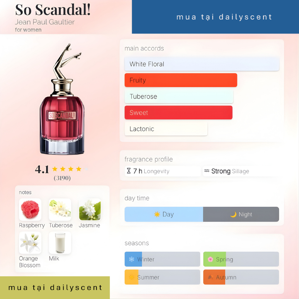 Nước hoa So Scandal 80ml Jean Paul Gaultier| Nước hoa nữ| Nước hoa mùi ngọt| Nước hoa Scandal| Dailyscent