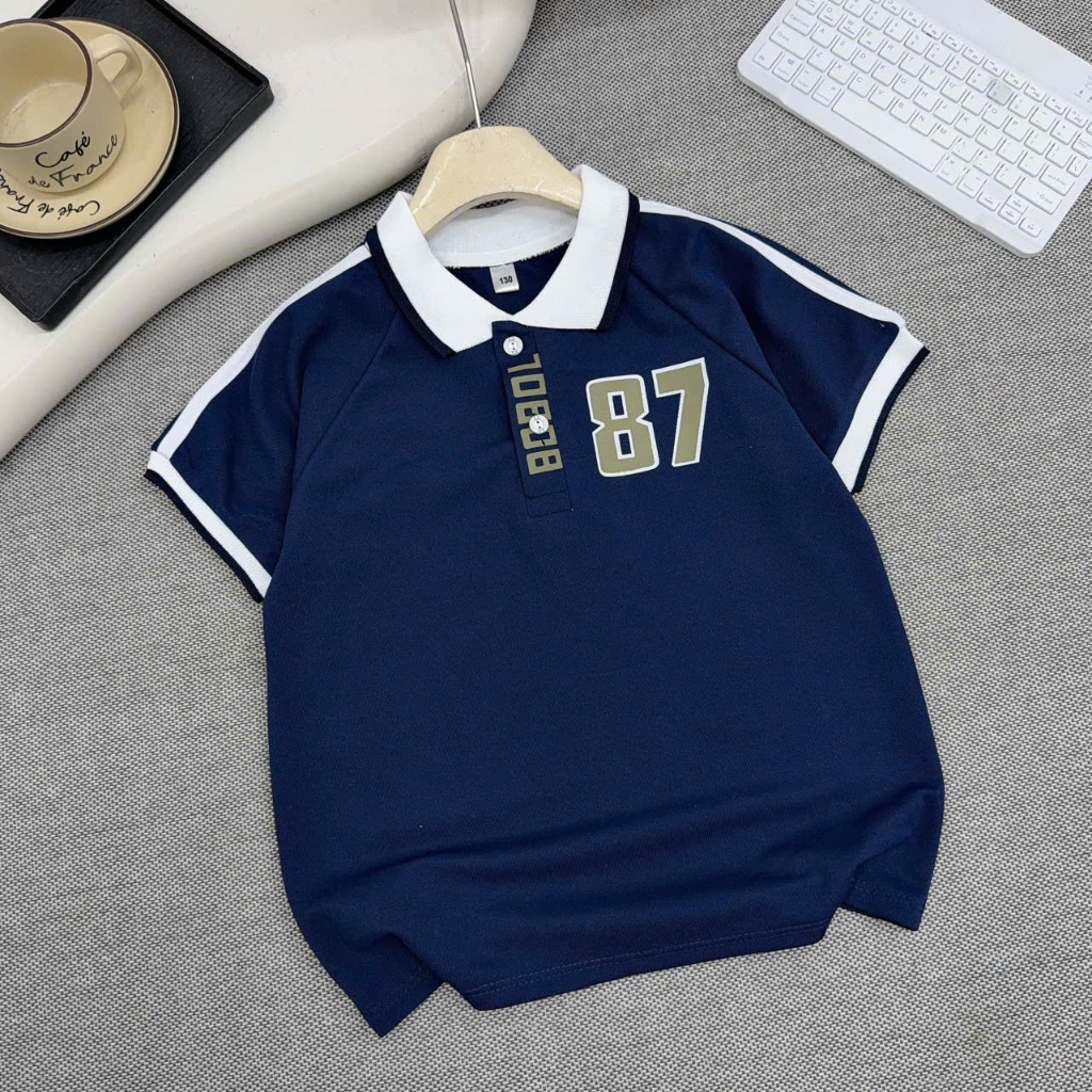 Áo polo cộc tay chất liệu cotton cá sấu CAO CẤP cho bé trai từ 17-60kg in 87.