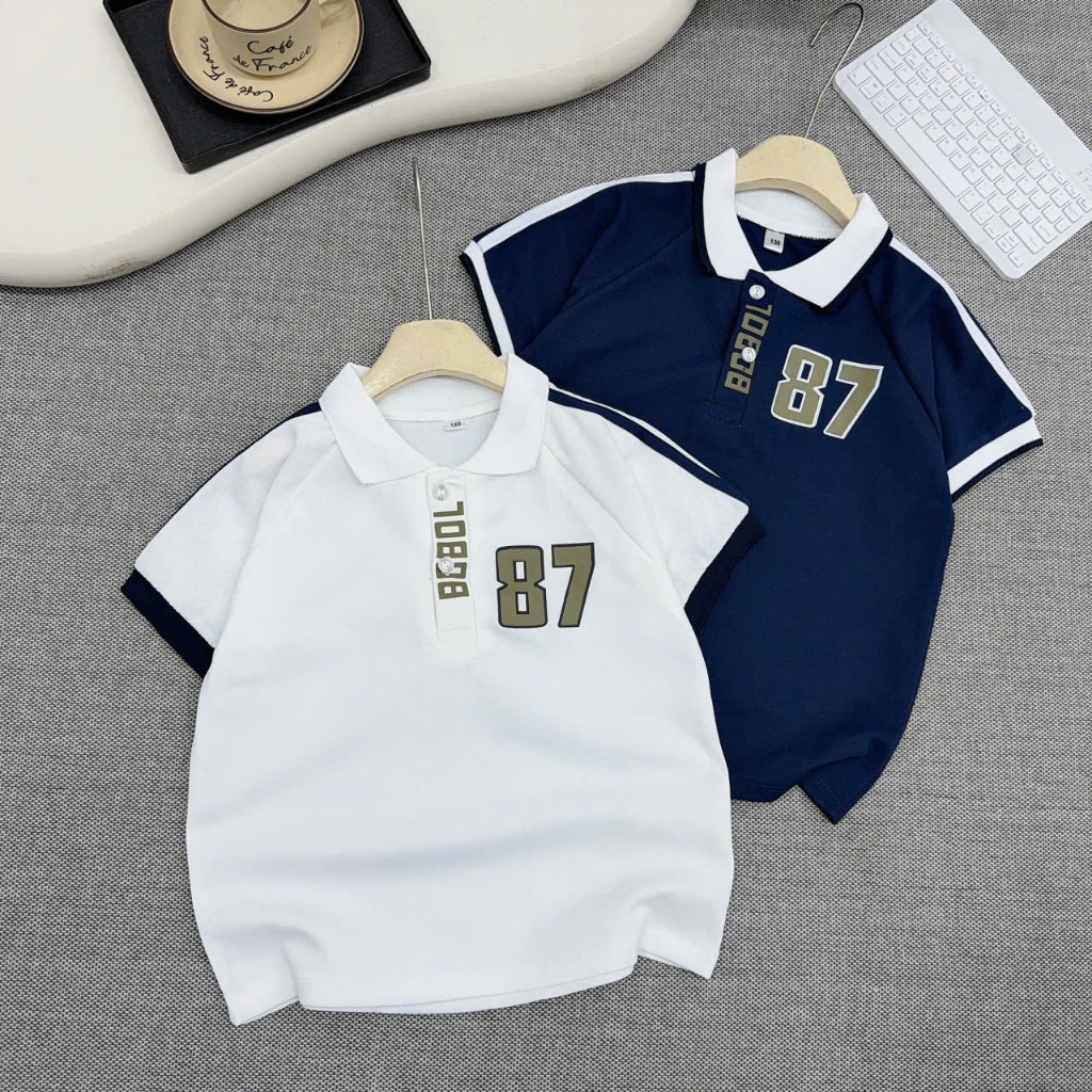 Áo polo cộc tay chất liệu cotton cá sấu CAO CẤP cho bé trai từ 17-60kg in 87.