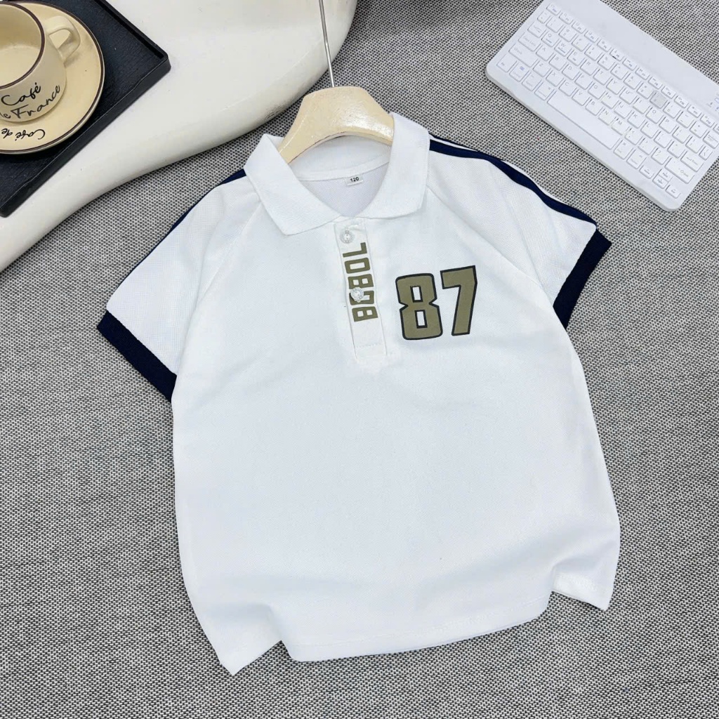 Áo polo cộc tay chất liệu cotton cá sấu CAO CẤP cho bé trai từ 17-60kg in 87.