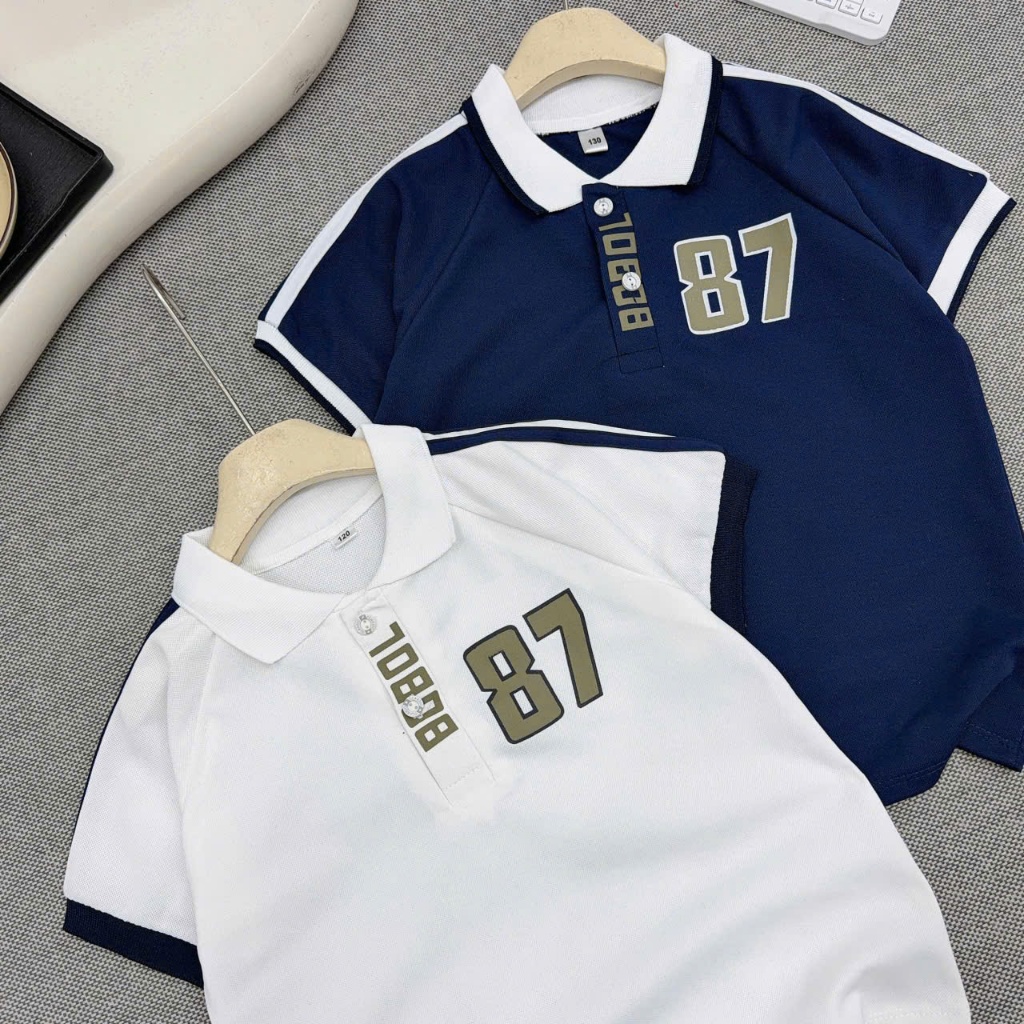 Áo polo cộc tay chất liệu cotton cá sấu CAO CẤP cho bé trai từ 17-60kg in 87.