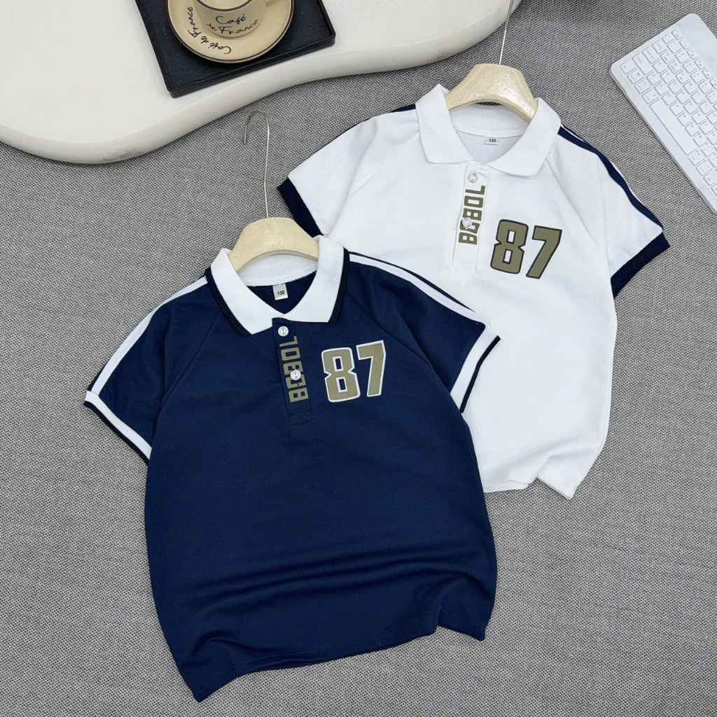 Áo polo cộc tay chất liệu cotton cá sấu CAO CẤP cho bé trai từ 17-60kg in 87.