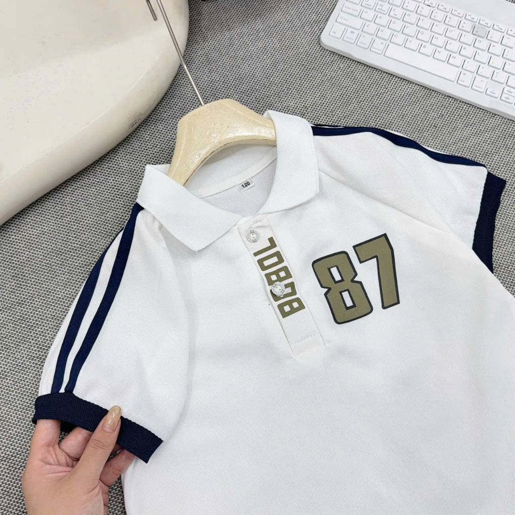 Áo polo cộc tay chất liệu cotton cá sấu CAO CẤP cho bé trai từ 17-60kg in 87.