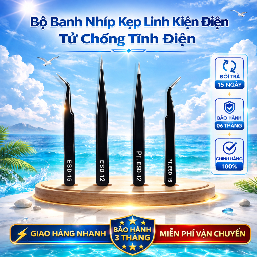 Nhíp Kẹp Linh Kiện Điện Tử Chống Tĩnh Điện Chân Thẳng / Chân Cong