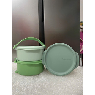 Cặp lồng cơm 550ml Tupperware dùng được trong lò vi sóng, có quai xách, tháo rời được